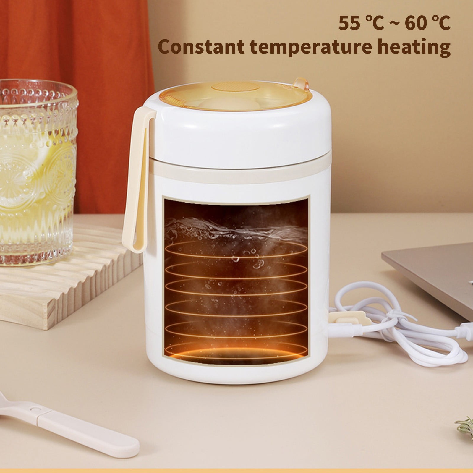 USB Electric Lunch Box 304 Stainless Steel Food Warmer Portable Heated Lunch Container for Office Travel Car Picnic Large Capacity