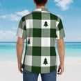 thumbnail image 6 of Bixox Men's Hawaiian Shirts Men's Green White Christmas Tree Lumberjack Plaid Print Short-Sleeve Shirt-Large, 6 of 8