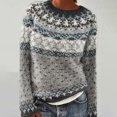 thumbnail image 2 of NMMUED Womens Fair Isle Sweaters Womens Crew Neck Sweater Crewneck Sweater Women Vintage Sweaters for Women Long Sleeve Sweaters for Women Cute Sweaters for Women Winter Sweaters for Women Gray XL, 2 of 4
