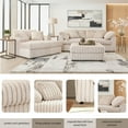 thumbnail image 6 of Roundhill Furniture Belvoir 3-Piece Living Room Set, Sofa Cuddle Chaise and Ottoman, Beige Champagne, 6 of 15