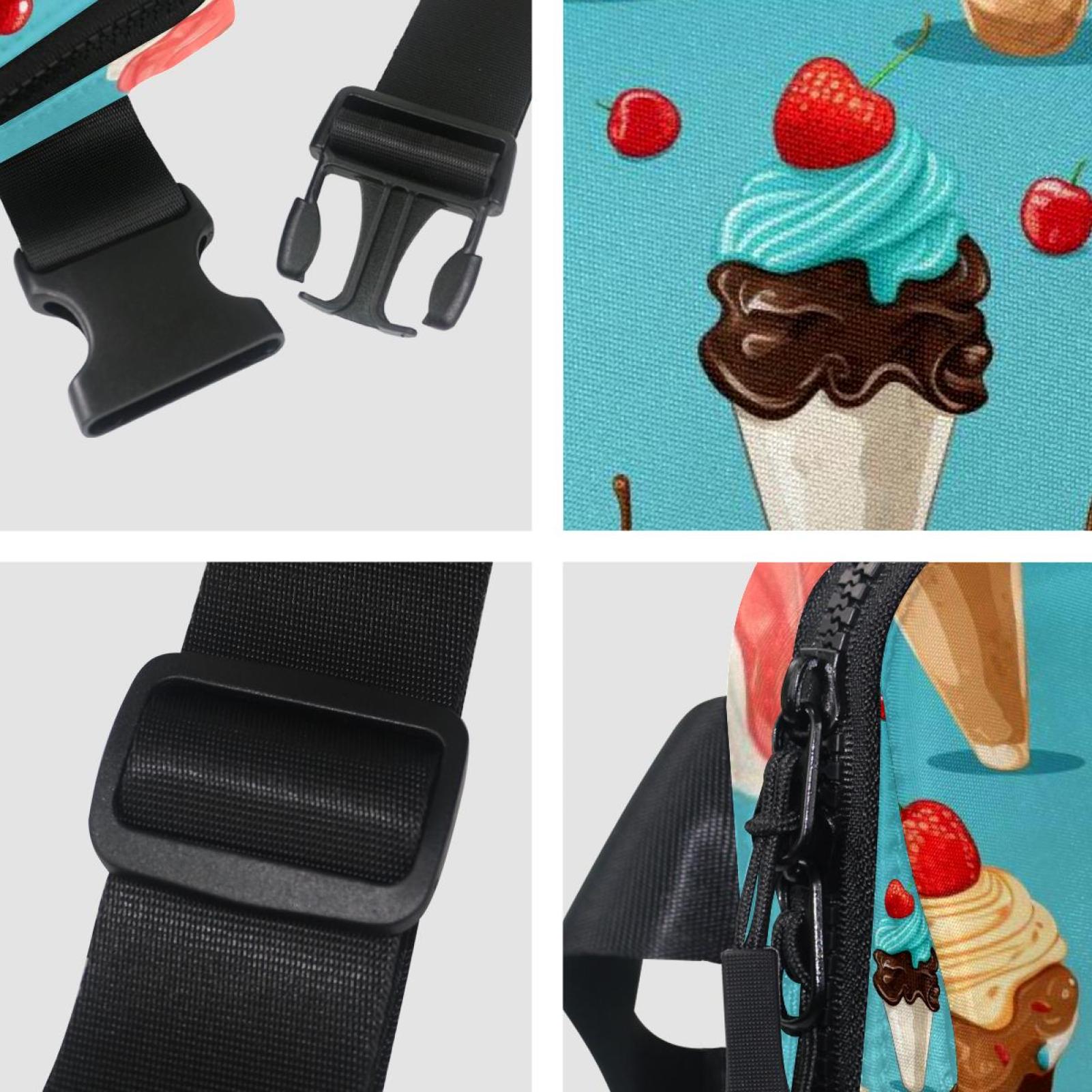 Ice Cream Lightweight, Adjustable Fanny Packs with Extension Strap - Unisex Sling Bag Money Belt