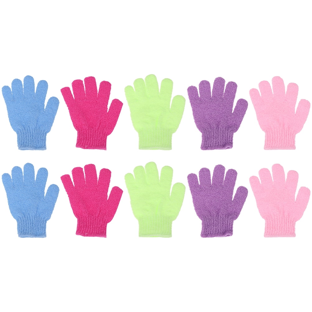 Frcolor 10Pcs Creative Shower Gloves FiveFinger Bathing Gloves for