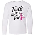 thumbnail image 3 of Inktastic Breast Cancer Awareness Faith over Fear with Pink Ribbon and Arrow Long Sleeve Youth T-Shirt, 3 of 5