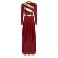 thumbnail image 7 of Aislor Women Liturgical Praise Dance Outfits Long Sleeve Worship Tunic Dress with Wide Leg Pants Burgundy XXL, 7 of 7