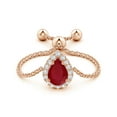 thumbnail image 2 of ANGARA Natural Pear-Shaped Ruby Halo Bolo Ring in 14K Rose Gold for Women (Size-6x4mm) | July Birthstone, Birthday, Anniversary, Jewelry Gift for Women | Natural Ruby Ring, 2 of 9