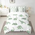 thumbnail image 2 of Jejeloiu Cartoon Animal Dinosaur Bedding Comforter Set,7pcs,Green Jungle Dino Queen Bedding Sets,Wild Animal Queen Sheet Sets For Boys Girls,Microfiber Room Decorative Reversible, 2 of 7