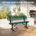 thumbnail image 3 of AwayHome 6ft Heavy Duty Mesh Metal Outdoor Park Bench with Backrest & Steel Frame,Green, 3 of 8