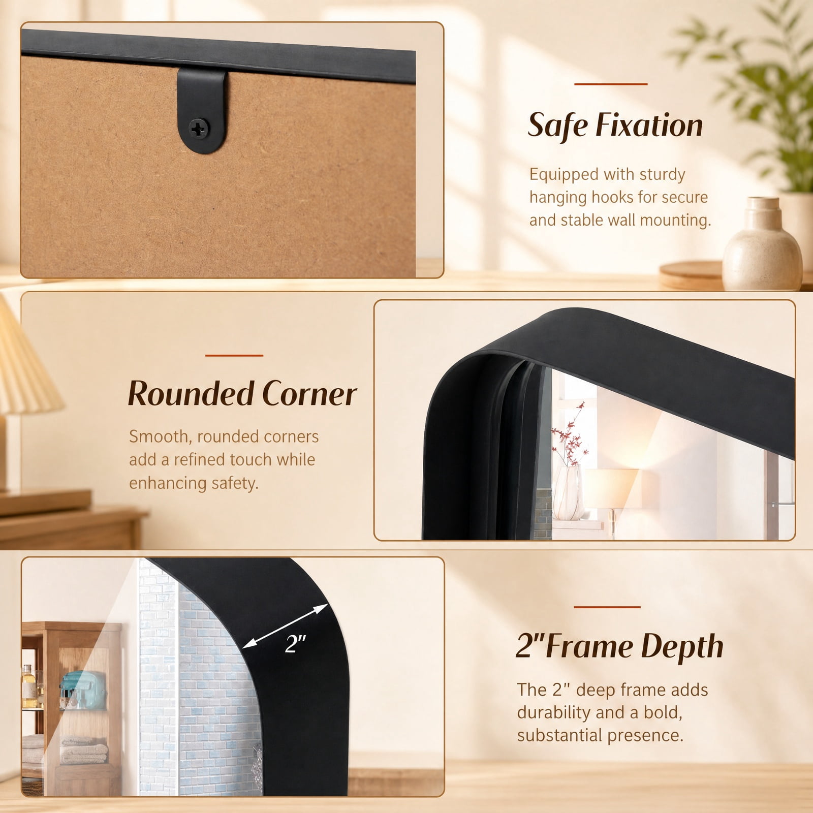 Vebreda Bathroom Wall Mirror, Rectangular Wall Mount Bathroom Mirror with Solid Steel Frame, Premium Glass for Clear reflection