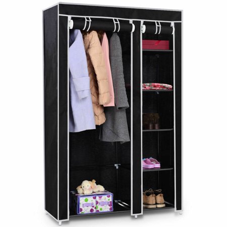 Costway 69 Portable Closet Storage Organizer Clothes Wardrobe Shoe Rack W 6 Shelf Black Walmart Canada