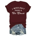 thumbnail image 1 of Liquidation! Uooqdmx T-Shirts Graphiques pour Femmes, Manches Courtes pour Femmes, Hauts Grande Taille pour Femmes, Haut Décontracté à Col Rond Imprimé Lettre, Hauts de Printemps pour Femmes 2025, Vin m, 1 of 3