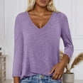 thumbnail image 2 of Wangmeiwg Womens T Shirts, Women's Casual V Neck T Shirt Breathable Soft Fabric Comfortable Spring Summer Fall Women’s Tops Purple XL, 2 of 4
