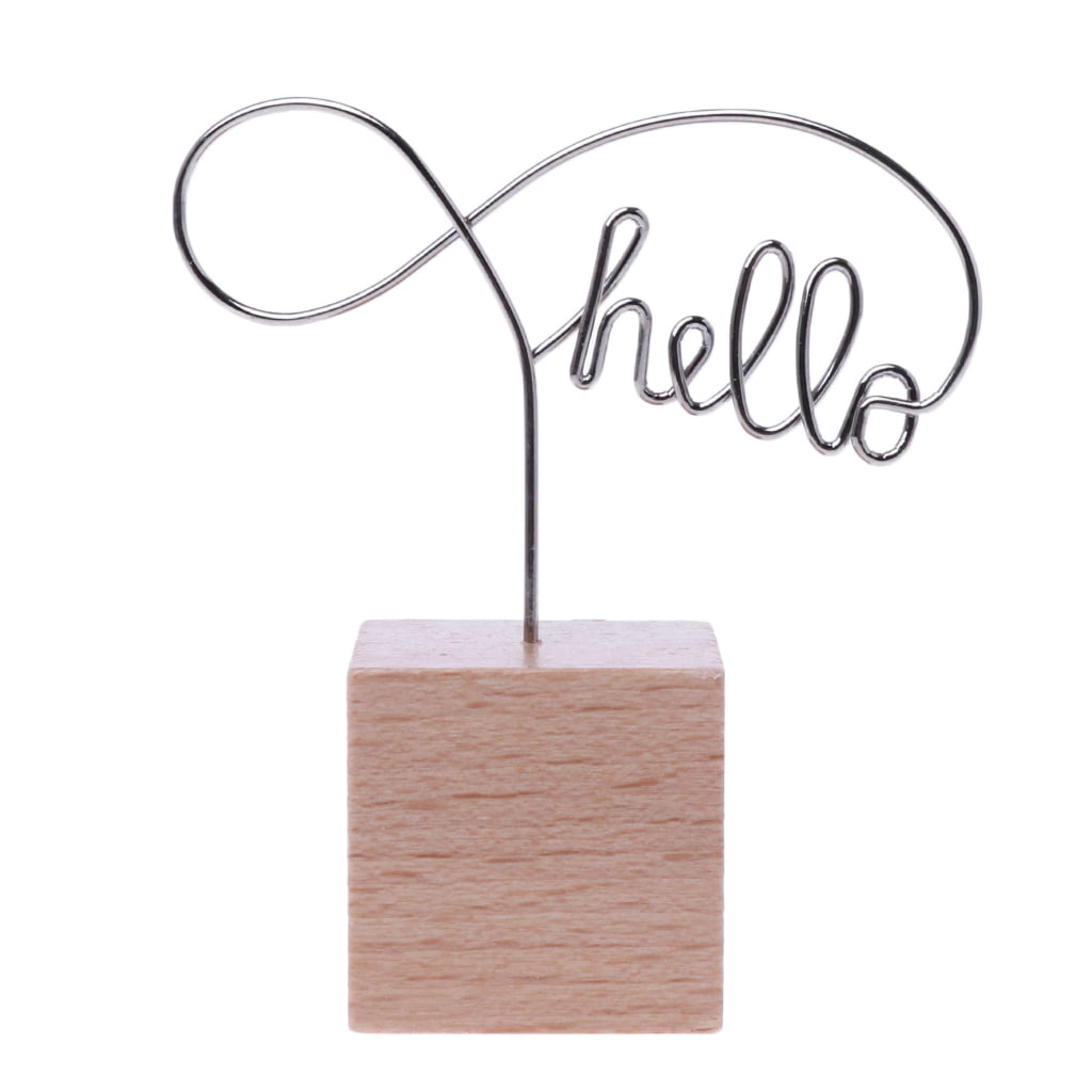 YOYOHOT 1 Pc Metal Words Wood Memo Clips Photo Holder Clamps Desktop Message Craft Stationery YES/Hello/Smile/Love Card Note Clip Ideal Desktop Decor 