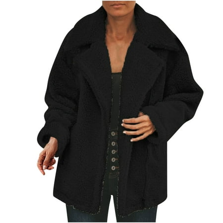 

Women s Sherpa Fleece Jacket Faux Fuzzy Long Sleeve Casual Zip Up Bomber Coat
