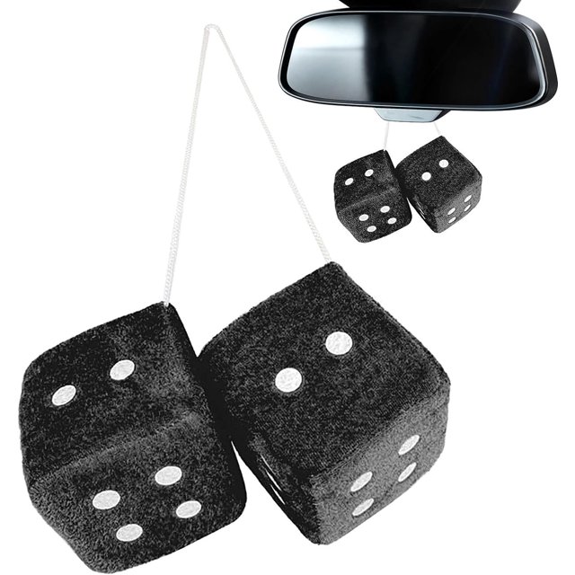 HUGFEGWE Car Interior Hanging Fuzzy Dice - Mirror Hanging Couple Fuzzy Plush Dice | Auto Rear Mirror Plush Pendant | Lorry Rear View Mirror | Colorful Heart Embroidered Fuzzy Plush Dice CJB91-4568