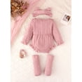 thumbnail image 4 of PureChapter Baby Girls Long Sleeve Ruffle Bow Bodysuit 3-Piece Outfit Set with Headband and Socks Newborn Infant Clothes for 0-18 Months, 4 of 8