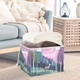 thumbnail image 3 of Yayeee Collapsible Cube Storage Bin with Lid Fabric Closet Decorative Basket with Handles, Green Night Deer, 3 of 7