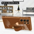 thumbnail image 4 of Designed for Samsung Galaxy S22 Ultra Case with Strap Luxury Love Heart Plating Gold Bumper Phone Cover Wristband Kickstand Full Body Protective Slim Case for Women Girls-Brown, 4 of 10
