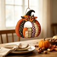 thumbnail image 3 of 1 Piece Pumpkin Shaped Wooden Hanging Sign, 2D Single Side Printed Pendant, Rustic Wall Door Decor for Halloween Thanksgiving Fall Holiday Home Party Decoration, 3 of 7