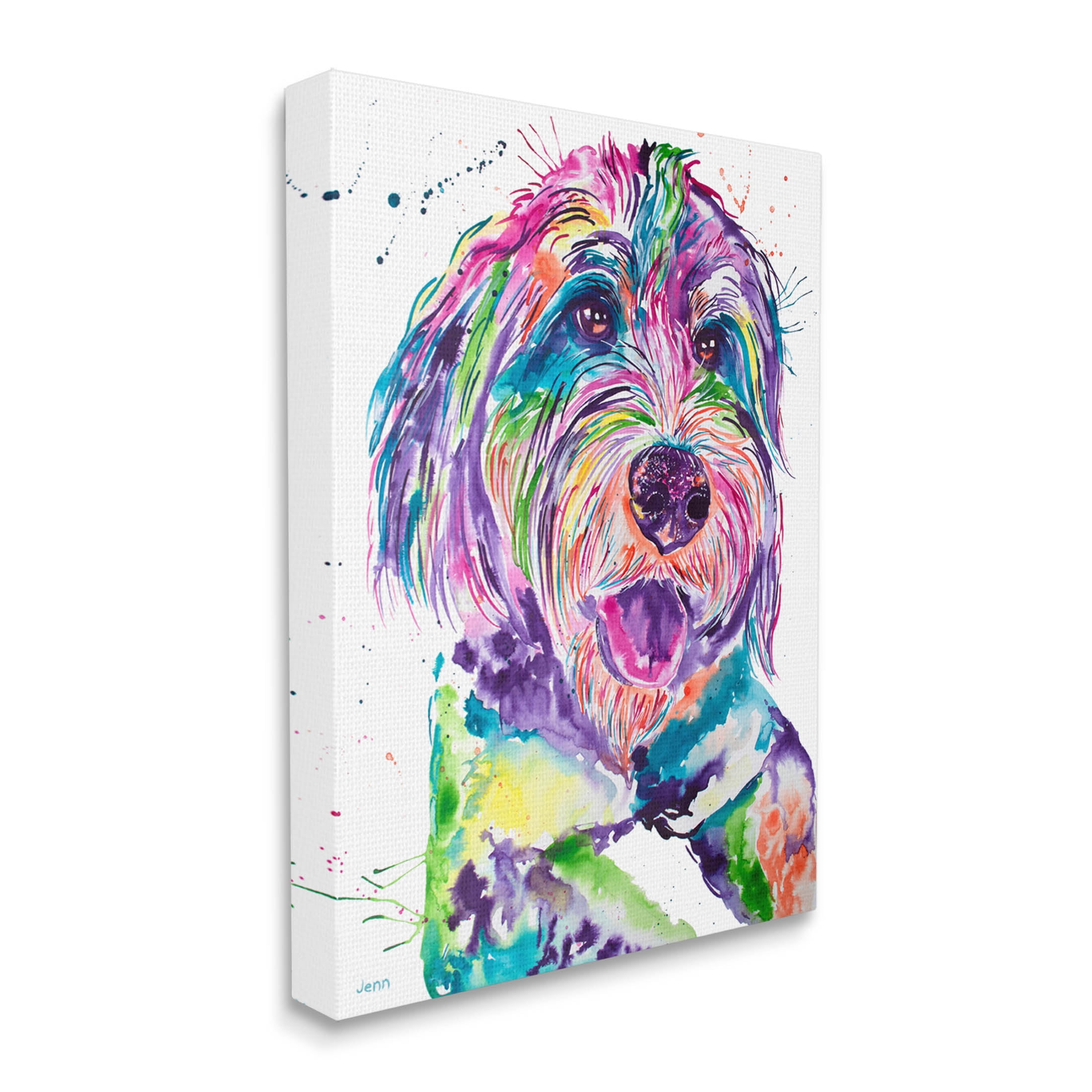 Smiling Terrier Modern Vivid Dog Animals & Insects Graphic Art Gallery Wrapped Canvas Print Wall Art