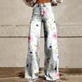 thumbnail image 2 of Women's Casual Wide Leg High Waisted Pants Vintage Floral Print Straight Stretch Pants with Pockets Sweatpants Clearance, 2 of 4