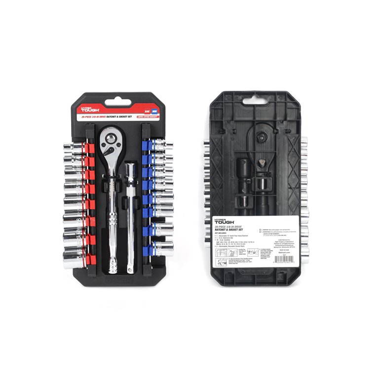 Hyper Tough 20-Piece 3/8-Inch Drive Ratchet and Socket Set