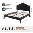 thumbnail image 5 of Amolife Full Bed Frame with Adjustable Crown-Shaped Headboard, Upholstered Platform Bed, No Box Spring Required, Black, 5 of 14