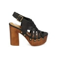 thumbnail image 2 of Qupid EG36 Women Leatherette Peep Toe Woven Block Heel Clog Sandal, 2 of 6