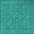 thumbnail image 1 of Ahgly Company Machine Washable Indoor Square Oriental Turquoise Blue Industrial Area Rugs, 6' Square, 1 of 4