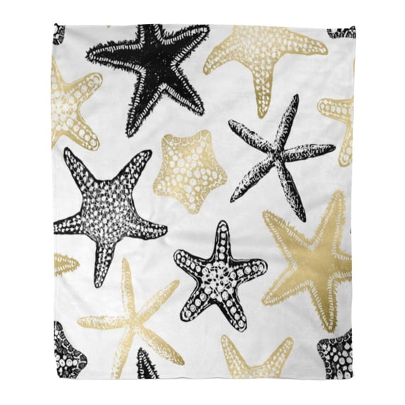 LADDKE Flannel Throw Blanket Watercolor Sea Stars Aloha Hawaii Party Gold Sand Colorful Soft for Bed Sofa and Couch 50x60 Inches