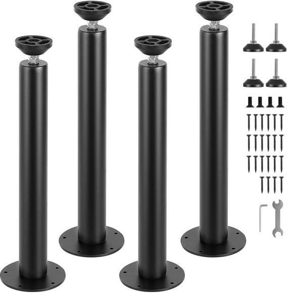 KFFKFF 16-Inch Desk Legs, Strengthened Steel Set of 4, Suitable for DIY Office Table Furniture, Supports up to 1200 lbs, Robust Desk Legs, Swift Set-Up with Modifiable Foot Cup, Black