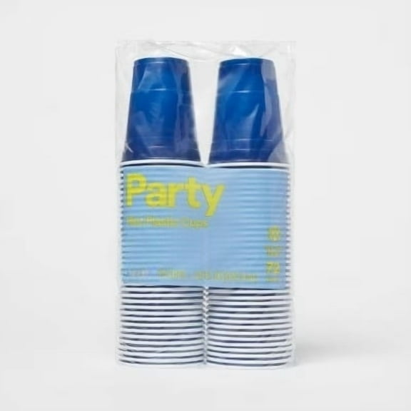 Disposable Blue Plastic Cups - 72ct/18oz