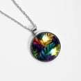 thumbnail image 4 of Tropical Jungle Palm Leaves Elegant Glass Circular Pendant Women's Necklaces, 4 of 5