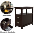 thumbnail image 3 of End Table with 2 Drawer and Open Shelf Narrow Nightstand for Living Room Sofa Furniture (Espresso), 3 of 5