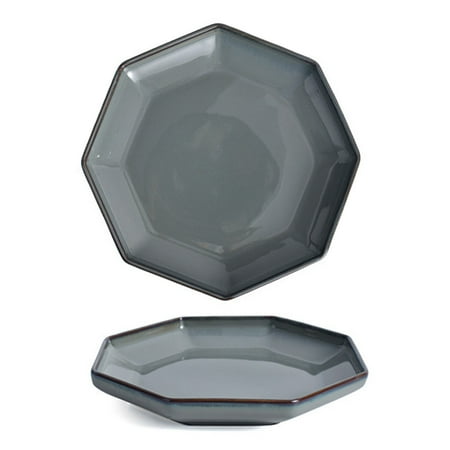 

Qeeadeea Ceramic Soup Plate Set Of 2 Stackable Pasta Salad Plates Kitchen Serving Pasta Bowls Microwave And Oven Safe.-20cm x 20 cm x 3.3 cm-gray