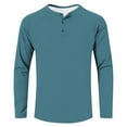 thumbnail image 5 of qolati Long Sleeve Shirts for Men Casual Button Down Henley Pullover Tee Lightweight Classic Fit Sport Athletic T-Shirts Sky Blue XXXL, 5 of 6