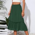 thumbnail image 6 of Womens Skirt Fashion Women‘s Solid Color Casual High Waist Tiered Skirts With Pockets Midi Skirt Army Green L, 6 of 9