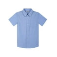 thumbnail image 4 of Bienzoe Boy's School Uniform Short Sleeve Oxford Shirt 2Pcs Pack Blue 10, 4 of 9