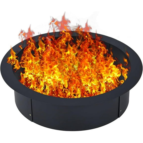 Fire Pit Ring Insert for Outside Wood Burning, 42 Inch Outer Ruond DIY Outdoor Fire Pit Liner Ring, 2.5mm Solid Metal Steel, for Backyard, Camping, Bonfire