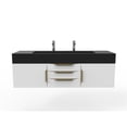 thumbnail image 2 of Nile 60" White Wood Floating Vanity with Black Top and Gold Trim, 2 of 10
