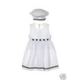 thumbnail image 3 of New Baby Infant Toddler Formal Wedding Sailor White 2pc Girl Dress + Hat sz S-4T, 3 of 5