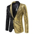 thumbnail image 2 of UVEASISHA Slim Fit Blazers for Men Mens One Button Sequin Dress Suit Jacket Stylish Colorblock Party Jackets Glitter Festival Tuxedo Fall Savings Gold 2XL, 2 of 4