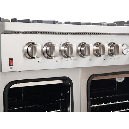 Forno Appliances - Professional 6.58 Cu. Ft. Freestanding Double Oven Gas Range with Steam Clean and Air Fry Functions - Stainless Steel