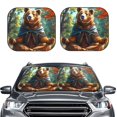 thumbnail image 2 of Bingfone Maple Meditating Bear Windshield Sun Shade 2-Piece Foldable Car Front Window Sunshade for Most Sedans SUV Truck - Large, 2 of 7