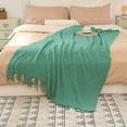 thumbnail image 3 of "Catalonia All Season Knitted Acrylic Throw Blanket, Cozy Leisure Lightweight Decorative Blanket with Fringe for Bed, Couch, Living Room, Machine Washable, Teal, 50'' × 60'' ", 3 of 7