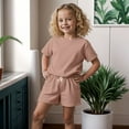 thumbnail image 2 of Ccpelsie Girls 2 Piece Outfits Girl Summer Clothes Kids Sport T Shirts and Shorts girls' Clothing Sets(Brown,6-12 Months), 2 of 4