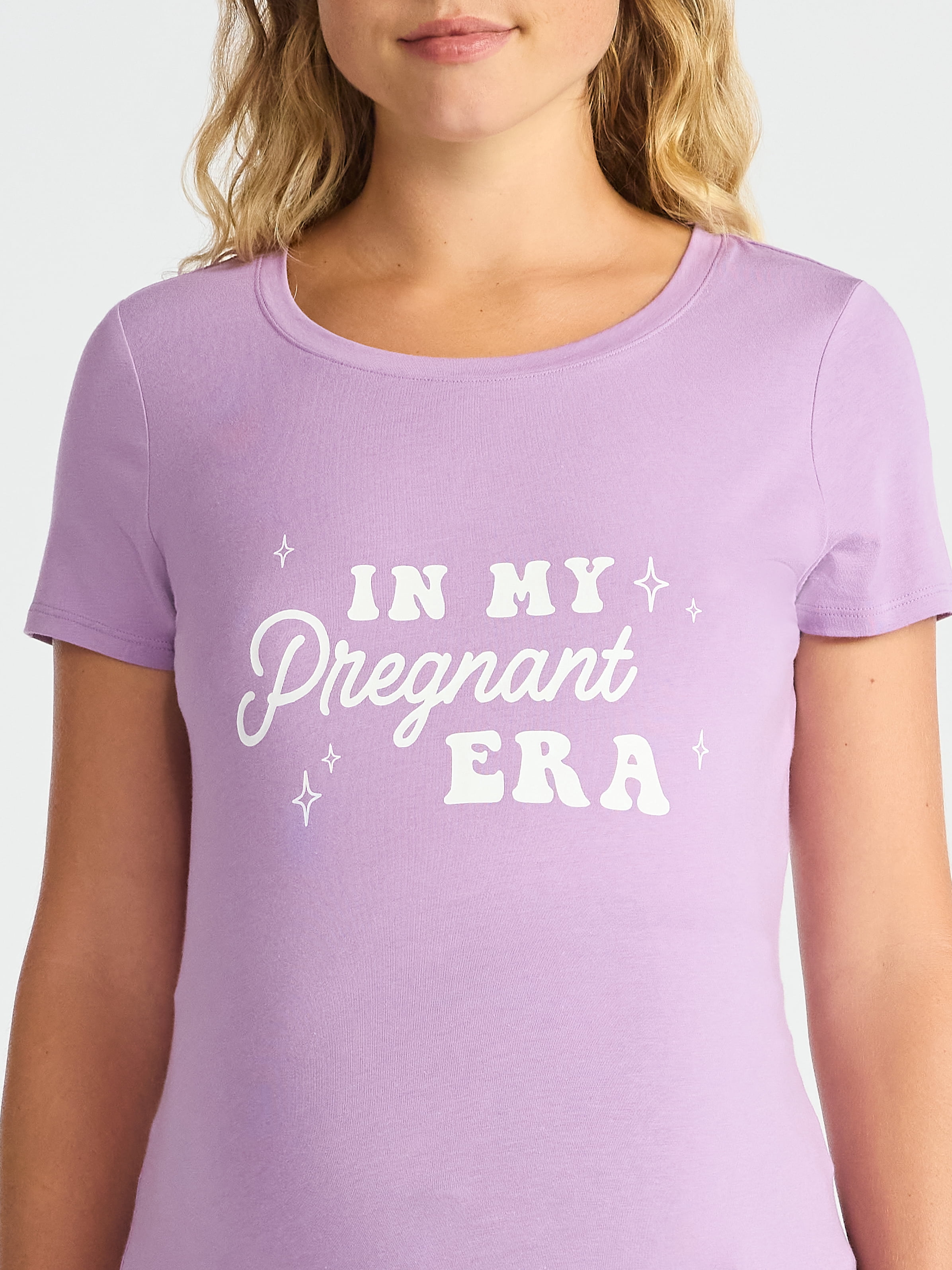 Time and Tru Women’s Maternity Graphic Tee with Short Sleeves, Sizes S-XXL