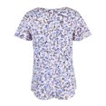 thumbnail image 4 of Blusa holgada de manga corta con cuello en V y estampado floral informal de verano para mujer Pompotops hkajfhjk471905, 4 of 5