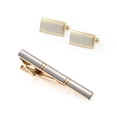 thumbnail image 1 of Set de gemelos y broches para corbatas chapado en oro para hombre, 1 of 2