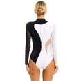 thumbnail image 2 of YONGHS Womens Shiny Rhinestone Long Sleeve Ballet Dance Leotards Gymnastics Bodysuit Top Black&White XXL, 2 of 7