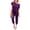 Purple, variant on Women's Loose Solid Off Shoulder Elastic Waist Stretchy Long Romper Jumpsuit with Pockets